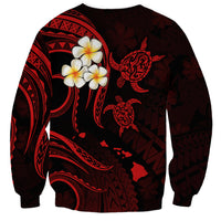 Personalised Kauai Hawaii Sweatshirt Polynesian Tattoo and Pacific Plumeria Red Vibe LT9 - Polynesian Pride