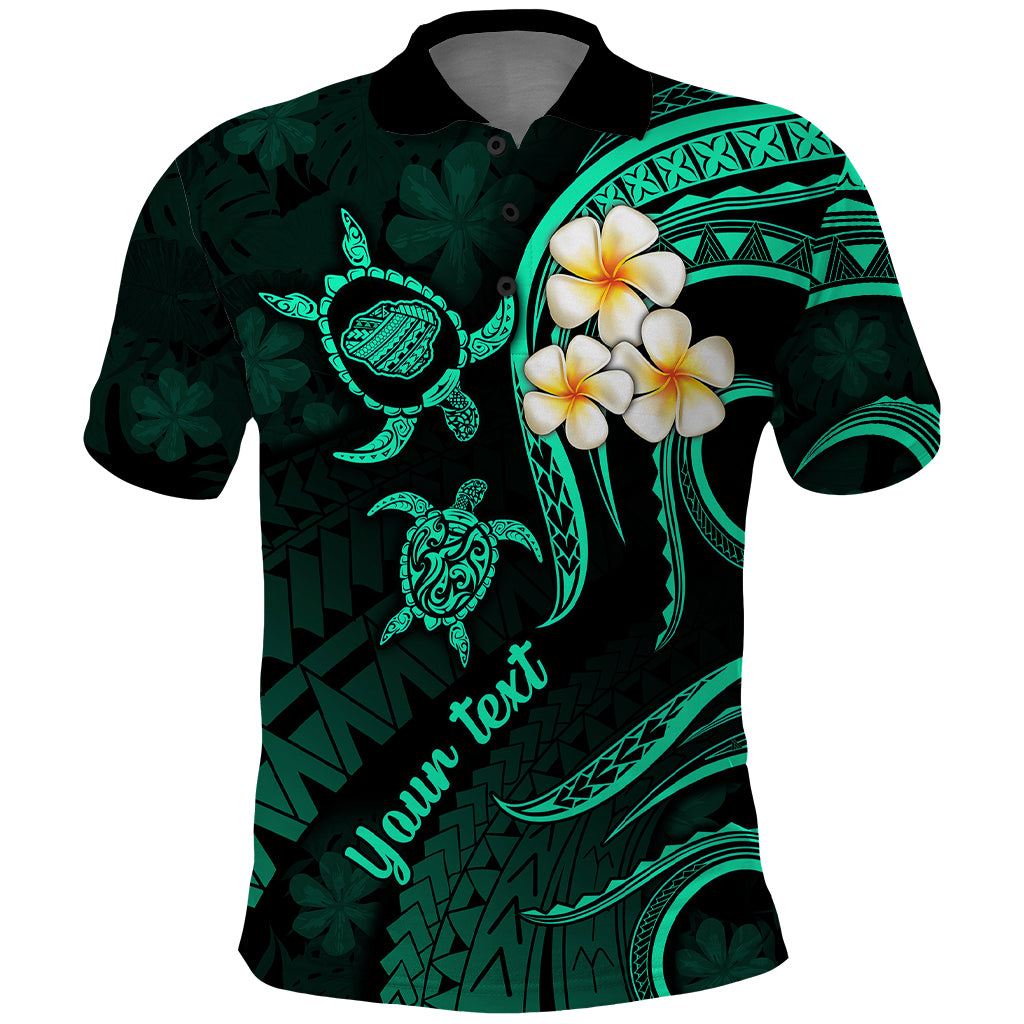 Custom Kauai Hawaii Polo Shirt Polynesian Tattoo and Pacific Plumeria Turquoise Vibe LT9 Turquoise - Polynesian Pride