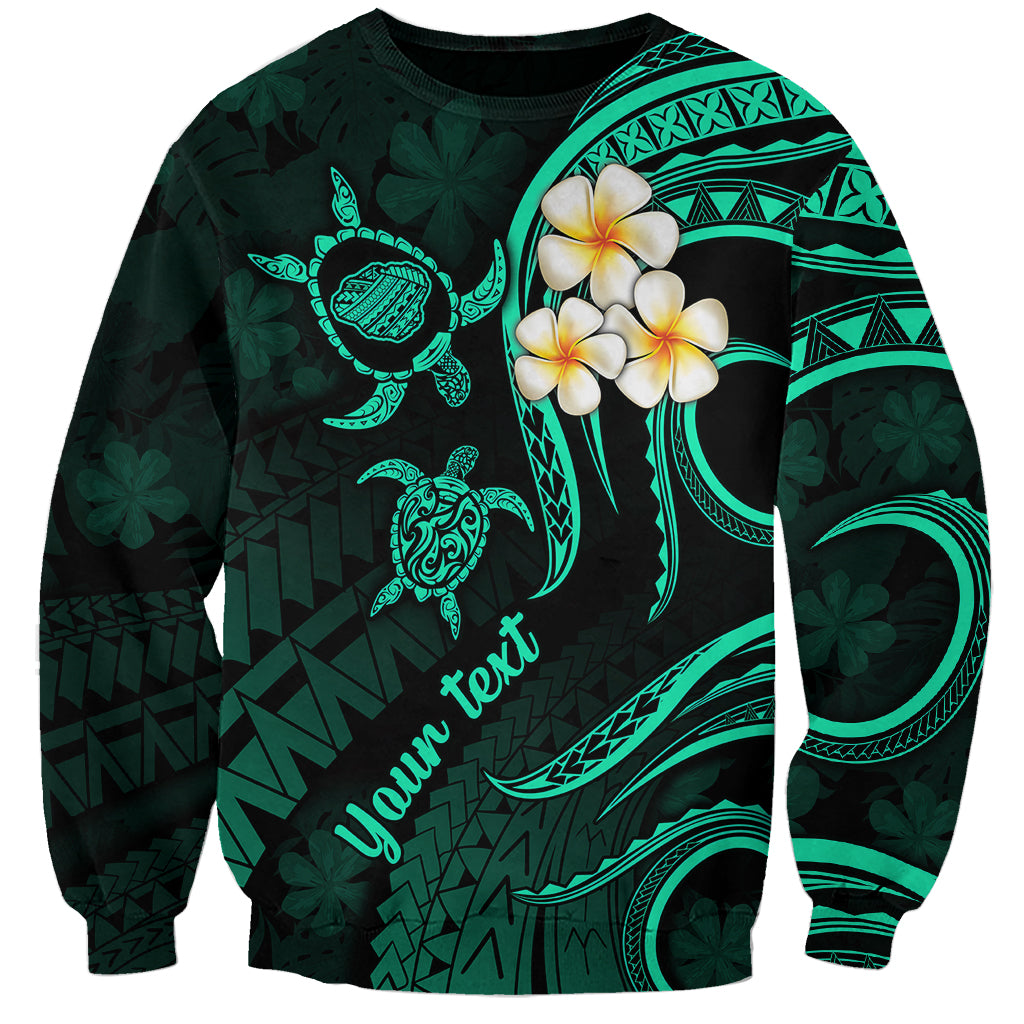 Personalised Kauai Hawaii Sweatshirt Polynesian Tattoo and Pacific Plumeria Turquoise Vibe LT9 Unisex Turquoise - Polynesian Pride
