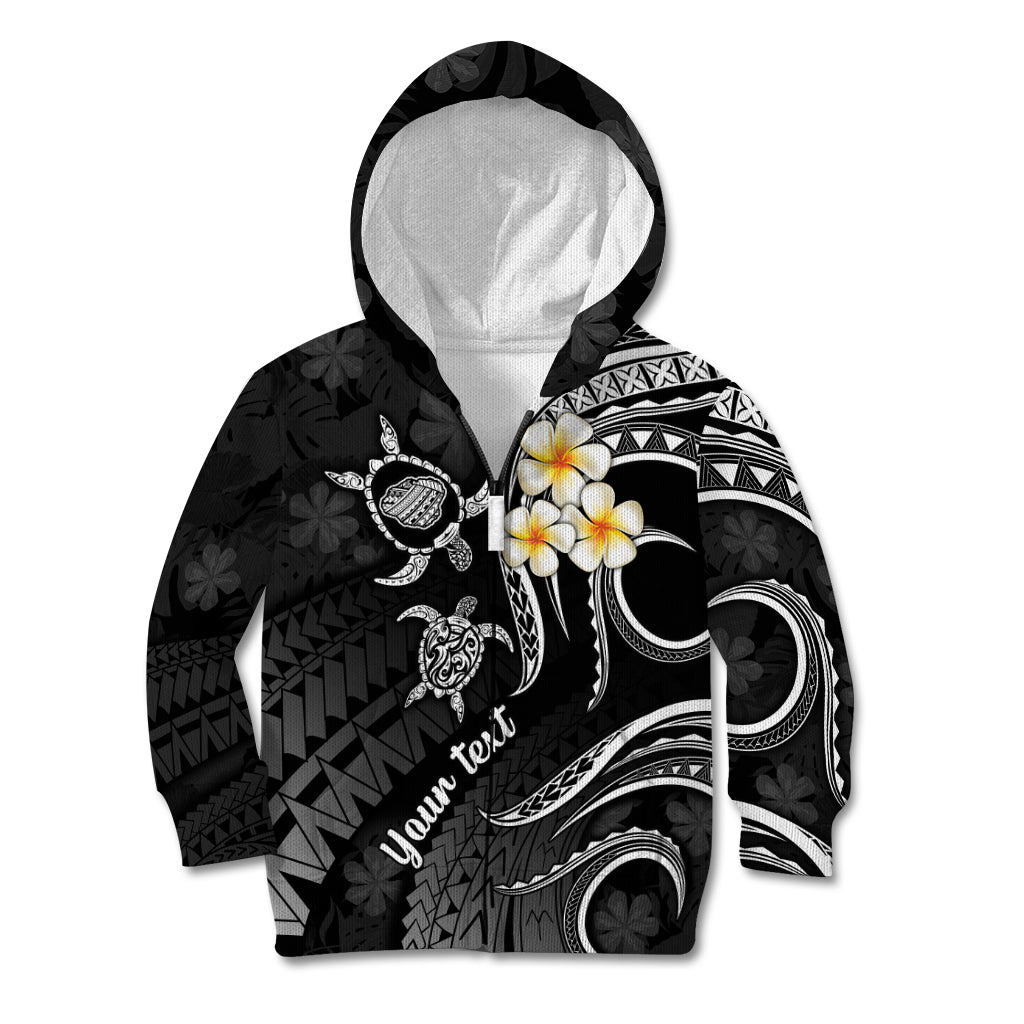 Personalised Kauai Hawaii Kid Hoodie Polynesian Tattoo and Pacific Plumeria White Vibe LT9 Zip Hoodie White - Polynesian Pride