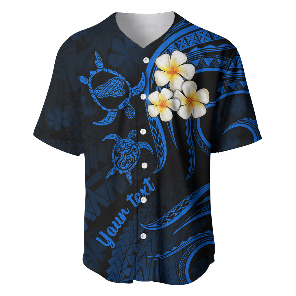 Personalised Kahoolawe Hawaii Baseball Jersey Polynesian Tattoo and Pacific Plumeria Blue Vibe LT9 Blue - Polynesian Pride