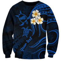 Personalised Kahoolawe Hawaii Sweatshirt Polynesian Tattoo and Pacific Plumeria Blue Vibe LT9 Unisex Blue - Polynesian Pride