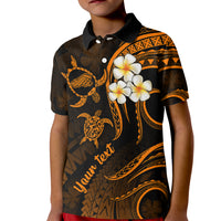 Personalised Kahoolawe Hawaii Kid Polo Shirt Polynesian Tattoo and Pacific Plumeria Gold Vibe LT9 Kid Gold - Polynesian Pride
