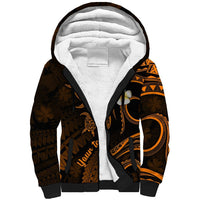 Personalised Kahoolawe Hawaii Sherpa Hoodie Polynesian Tattoo and Pacific Plumeria Gold Vibe LT9 Unisex Gold - Polynesian Pride