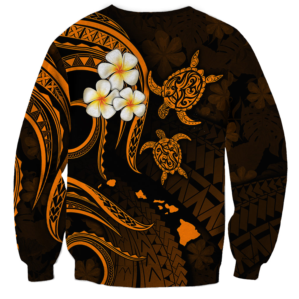 Personalised Kahoolawe Hawaii Sweatshirt Polynesian Tattoo and Pacific Plumeria Gold Vibe LT9 - Polynesian Pride