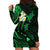 Personalised Kahoolawe Hawaii Hoodie Dress Polynesian Tattoo and Pacific Plumeria Green Vibe LT9 - Polynesian Pride