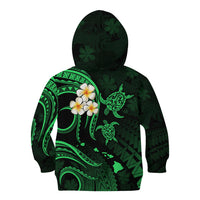 Personalised Kahoolawe Hawaii Kid Hoodie Polynesian Tattoo and Pacific Plumeria Green Vibe LT9 - Polynesian Pride