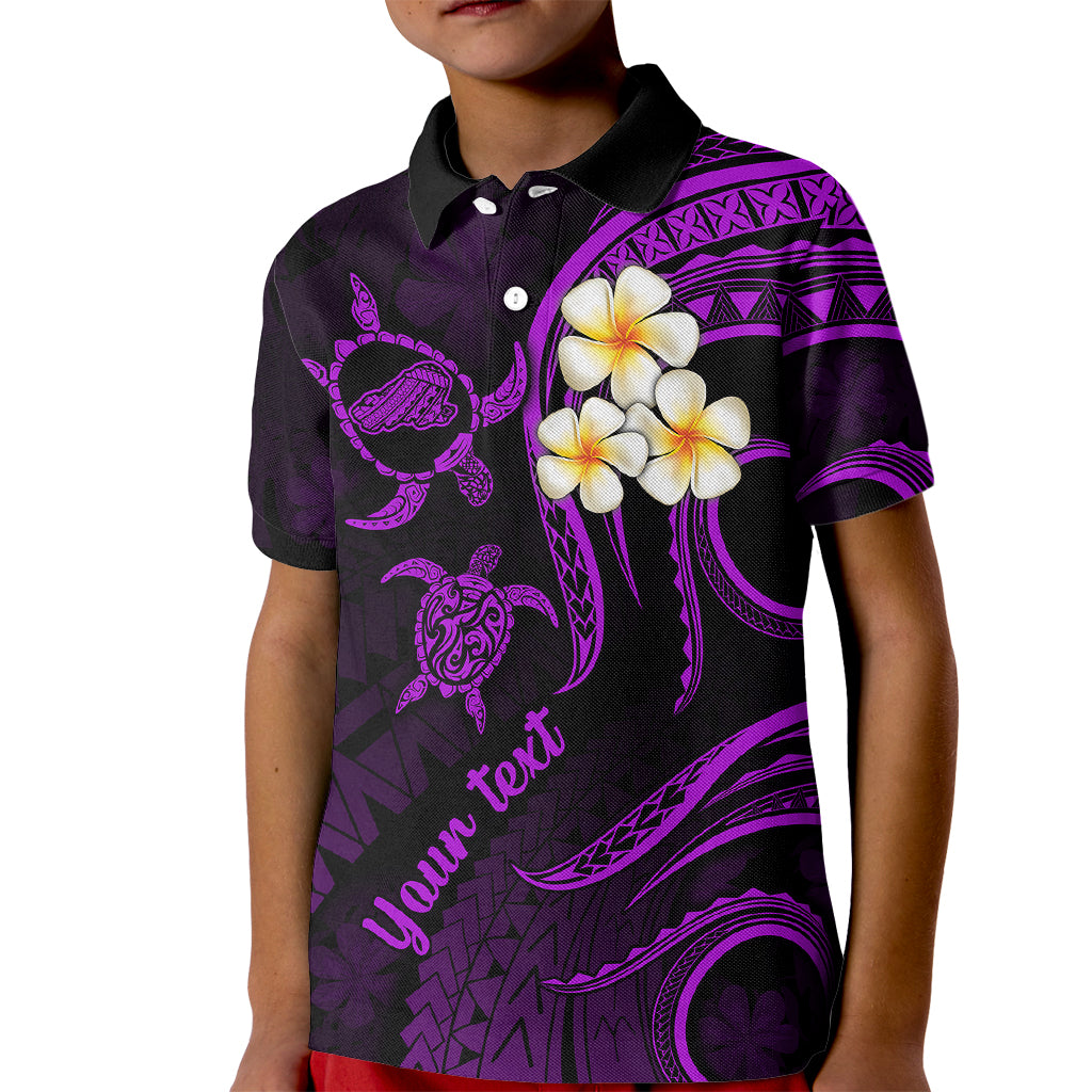 Personalised Kahoolawe Hawaii Kid Polo Shirt Polynesian Tattoo and Pacific Plumeria Purple Vibe LT9 Kid Purple - Polynesian Pride