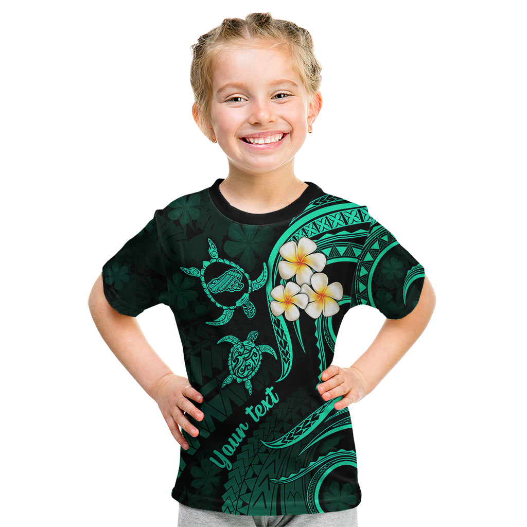 Personalised Kahoolawe Hawaii Kid T Shirt Polynesian Tattoo and Pacific Plumeria Turquoise Vibe LT9 Turquoise - Polynesian Pride