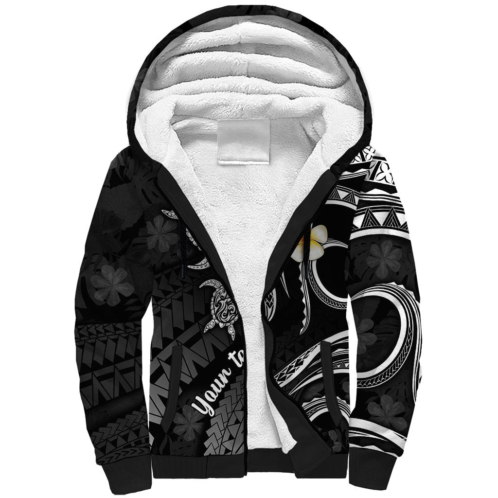 Personalised Kahoolawe Hawaii Sherpa Hoodie Polynesian Tattoo and Pacific Plumeria White Vibe LT9 Unisex White - Polynesian Pride