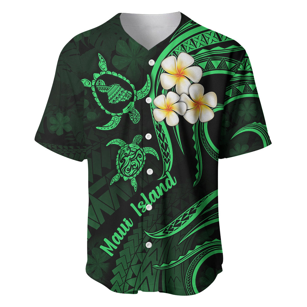 Hawaii Baseball Jersey Maui Islands Pacific Plumeria Green Vibe LT9 Green - Polynesian Pride