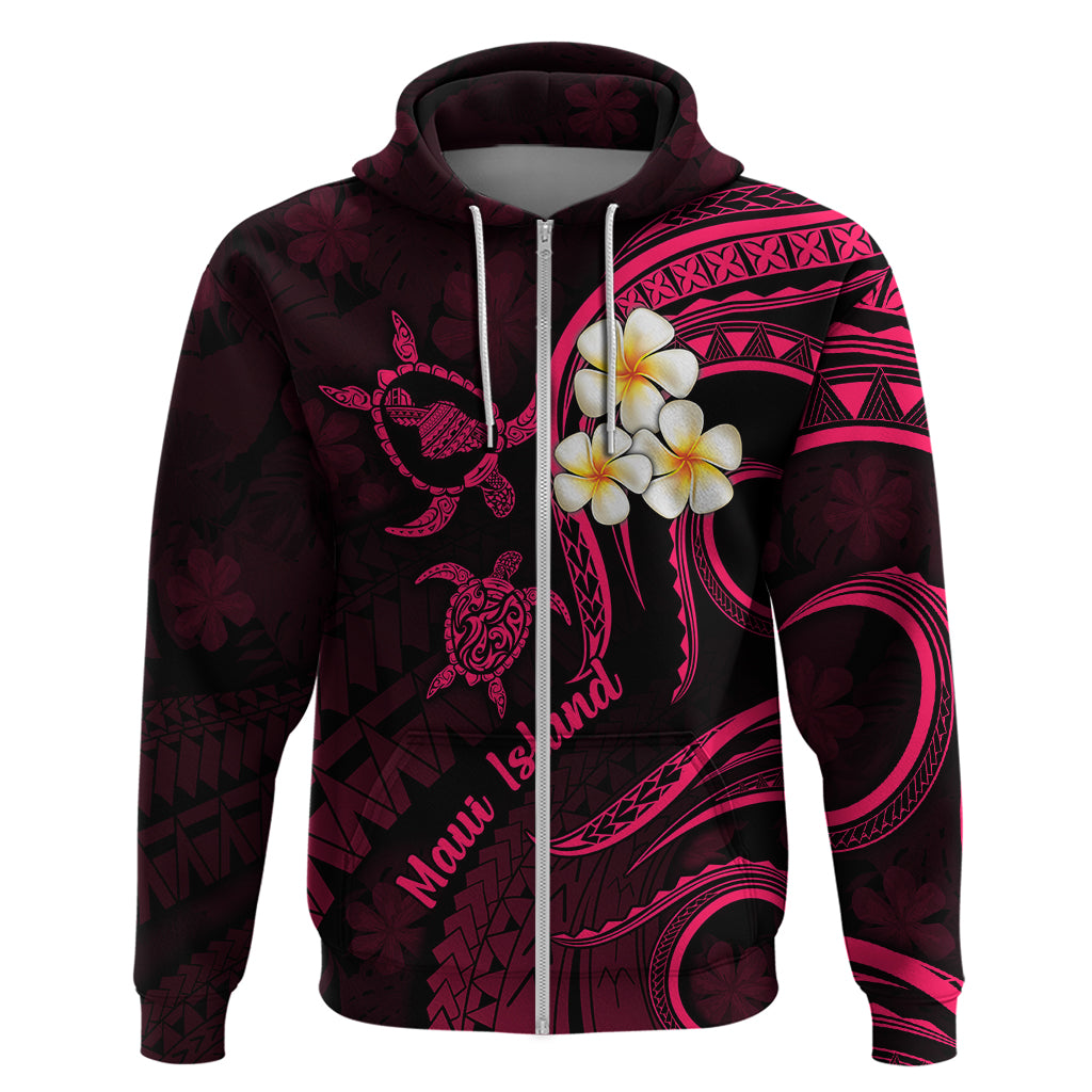Hawaii Hoodie Maui Islands Pacific Plumeria Pink Vibe LT9 Zip Hoodie Pink - Polynesian Pride