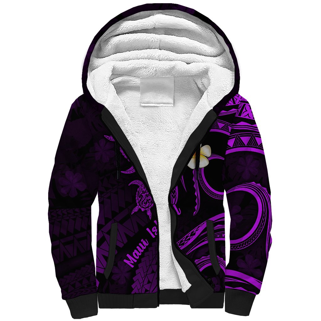 Hawaii Sherpa Hoodie Maui Islands Pacific Plumeria Purple Vibe LT9 Unisex Purple - Polynesian Pride