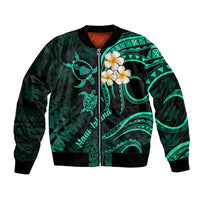 Hawaii Bomber Jacket Maui Islands Pacific Plumeria Turquoise Vibe LT9 Unisex Turquoise - Polynesian Pride