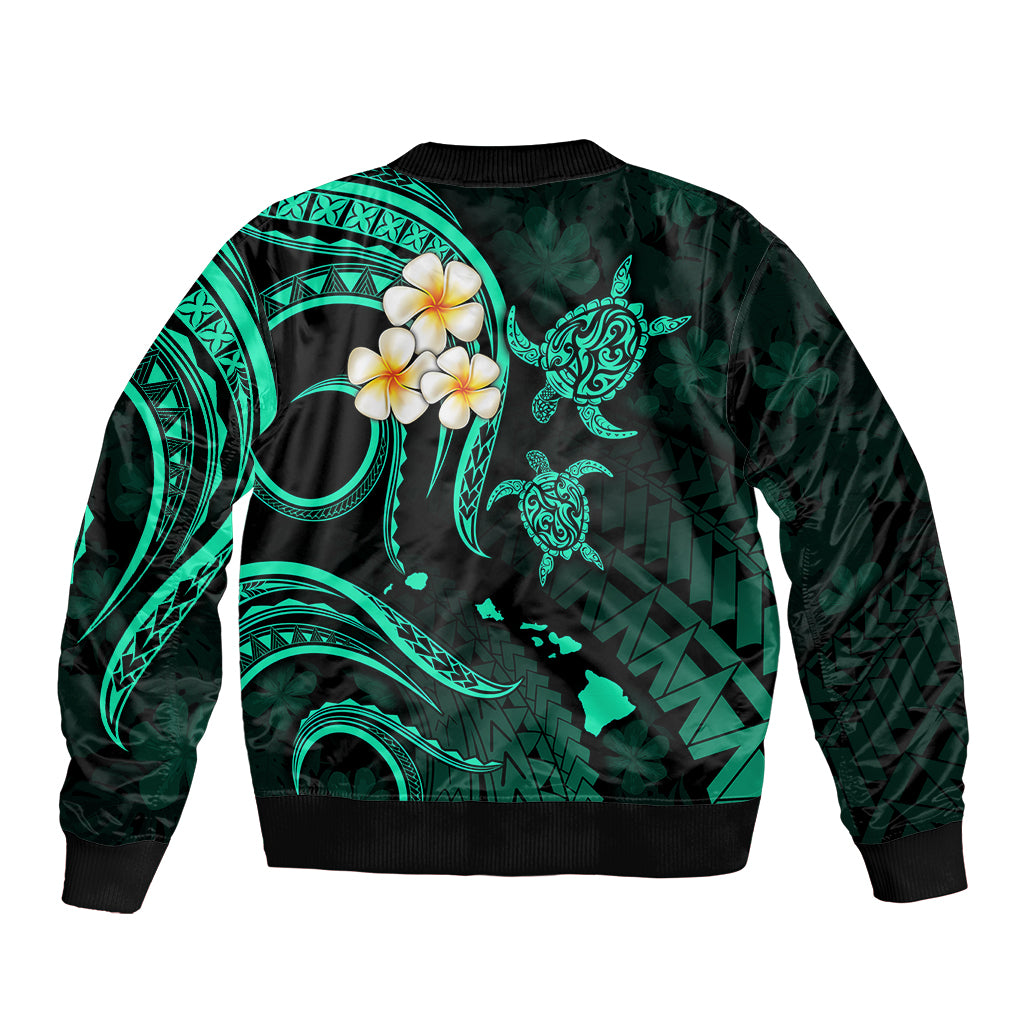 Hawaii Bomber Jacket Maui Islands Pacific Plumeria Turquoise Vibe LT9 - Polynesian Pride