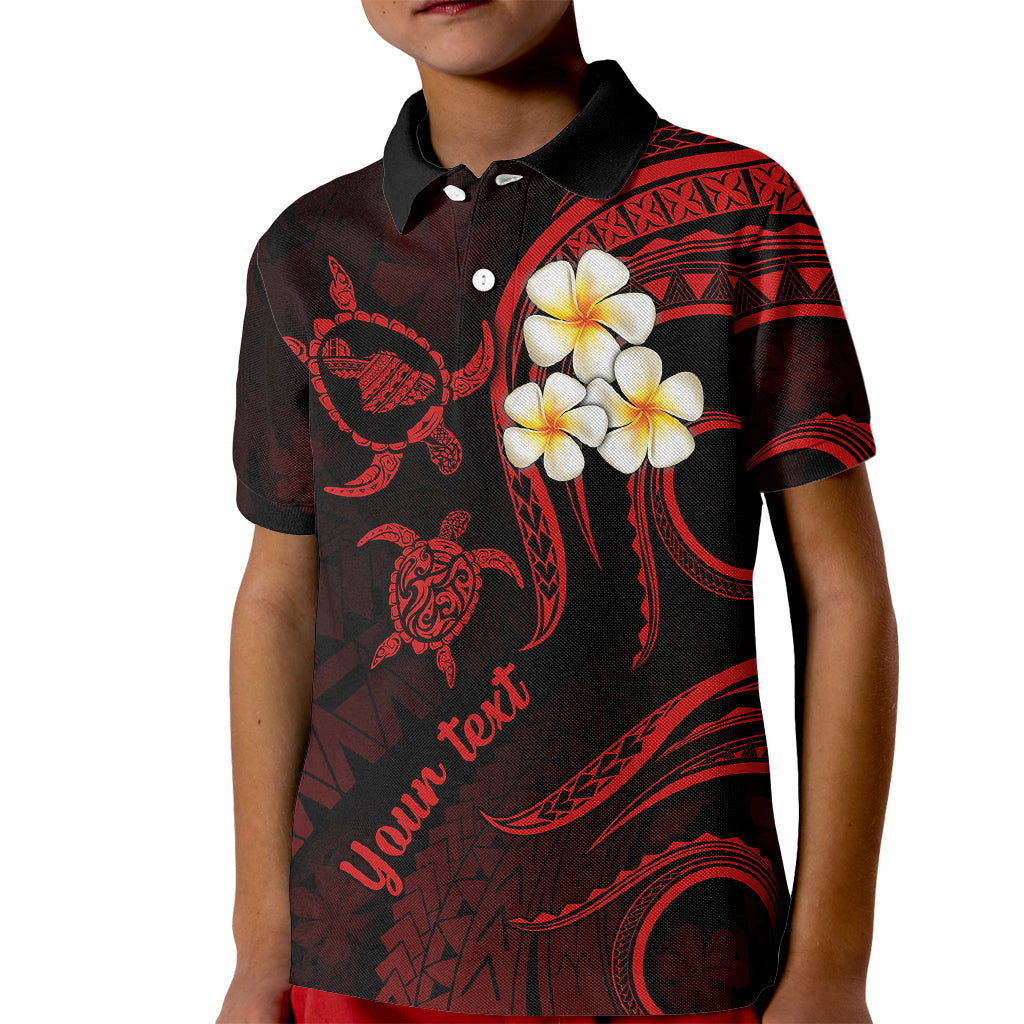 Personalised Maui Hawaii Kid Polo Shirt Polynesian Tattoo and Pacific Plumeria Red Vibe LT9 Kid Red - Polynesian Pride
