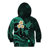 Personalised Maui Hawaii Kid Hoodie Polynesian Tattoo and Pacific Plumeria Turquoise Vibe LT9 - Polynesian Pride