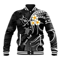 Personalised Maui Hawaii Baseball Jacket Polynesian Tattoo and Pacific Plumeria White Vibe LT9 Unisex White - Polynesian Pride