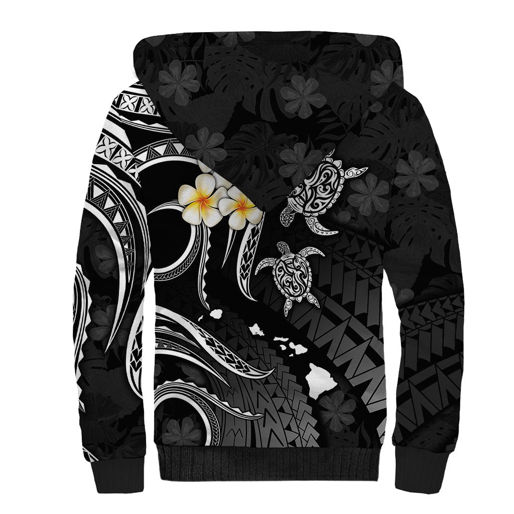 Personalised Maui Hawaii Sherpa Hoodie Polynesian Tattoo and Pacific Plumeria White Vibe LT9 - Polynesian Pride