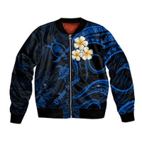 Hawaii Bomber Jacket Oahu Islands Pacific Plumeria Blue Vibe LT9 Unisex Blue - Polynesian Pride