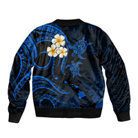 Hawaii Bomber Jacket Oahu Islands Pacific Plumeria Blue Vibe LT9 - Polynesian Pride