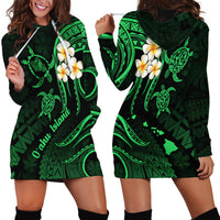 Hawaii Hoodie Dress Oahu Islands Pacific Plumeria Green Vibe LT9 - Polynesian Pride