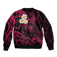 Hawaii Sleeve Zip Bomber Jacket Oahu Islands Pacific Plumeria Pink Vibe LT9 - Polynesian Pride