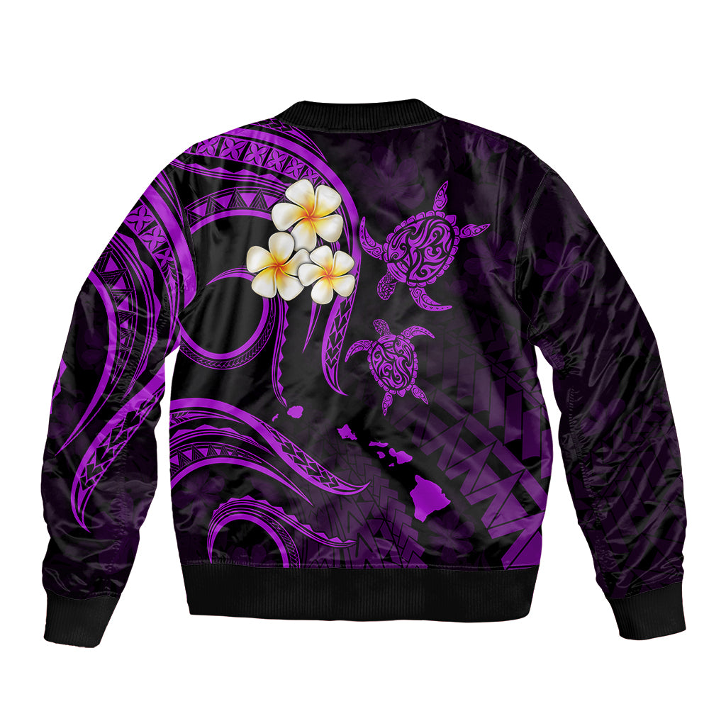 Hawaii Bomber Jacket Oahu Islands Pacific Plumeria Purple Vibe LT9 - Polynesian Pride