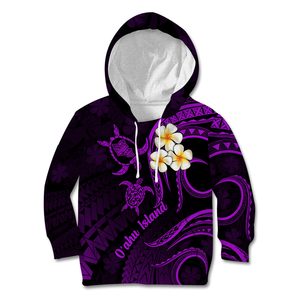 Hawaii Kid Hoodie Oahu Islands Pacific Plumeria Purple Vibe LT9 Purple - Polynesian Pride