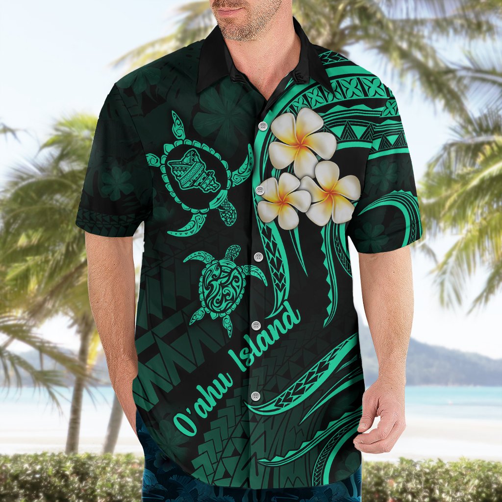 Hawaii Hawaiian Shirt Oahu Islands Pacific Plumeria Turquoise Vibe LT9 - Polynesian Pride