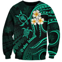 Hawaii Sweatshirt Oahu Islands Pacific Plumeria Turquoise Vibe LT9 Unisex Turquoise - Polynesian Pride
