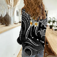 Hawaii Women Casual Shirt Oahu Islands Pacific Plumeria White Vibe LT9 - Polynesian Pride