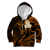 Personalised Oahu Hawaii Kid Hoodie Polynesian Tattoo and Pacific Plumeria Gold Vibe LT9 Hoodie Gold - Polynesian Pride