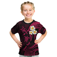 Personalised Oahu Hawaii Kid T Shirt Polynesian Tattoo and Pacific Plumeria Pink Vibe LT9 Pink - Polynesian Pride