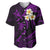 Personalised Oahu Hawaii Baseball Jersey Polynesian Tattoo and Pacific Plumeria Purple Vibe LT9 Purple - Polynesian Pride