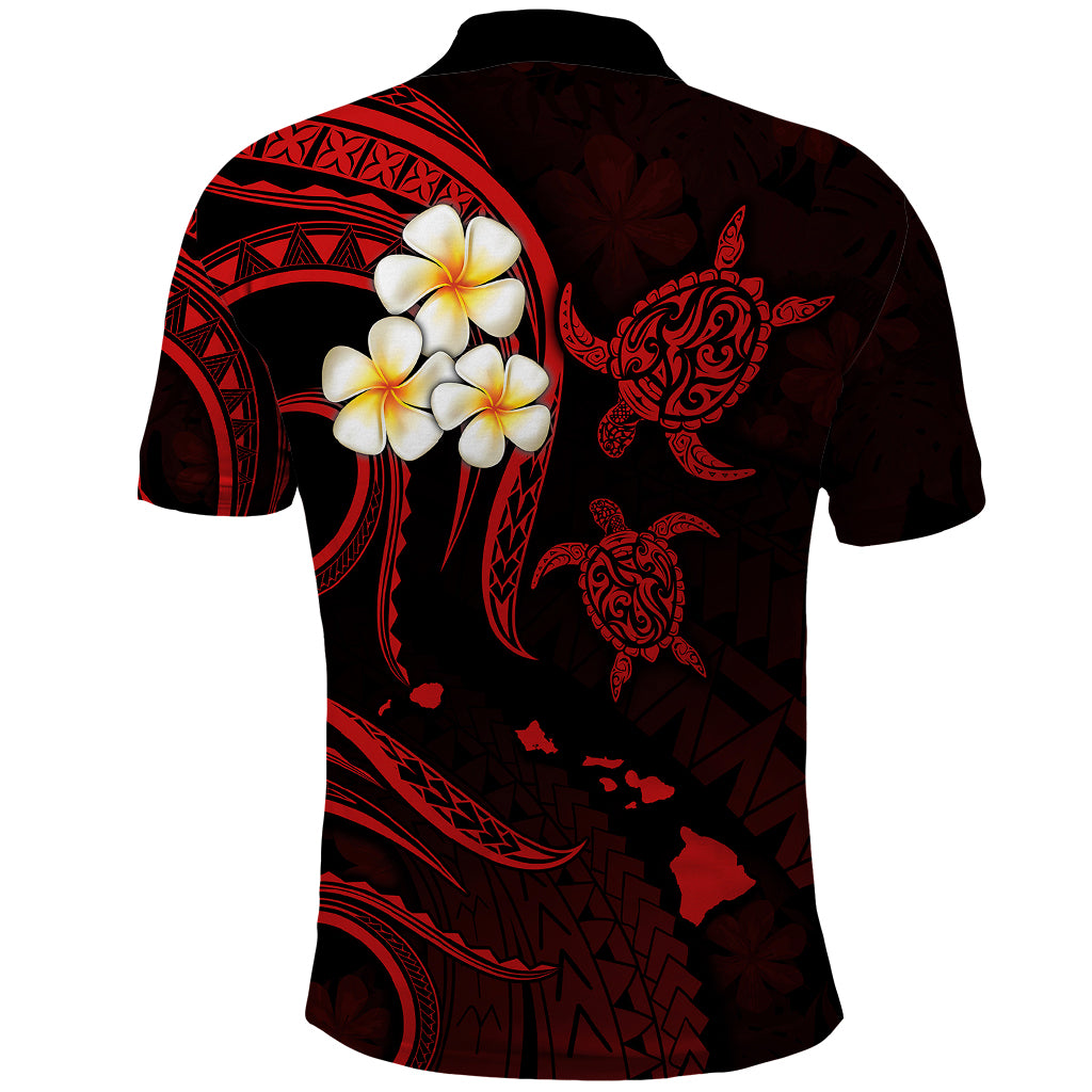 Custom Oahu Hawaii Polo Shirt Polynesian Tattoo and Pacific Plumeria Red Vibe LT9 - Polynesian Pride