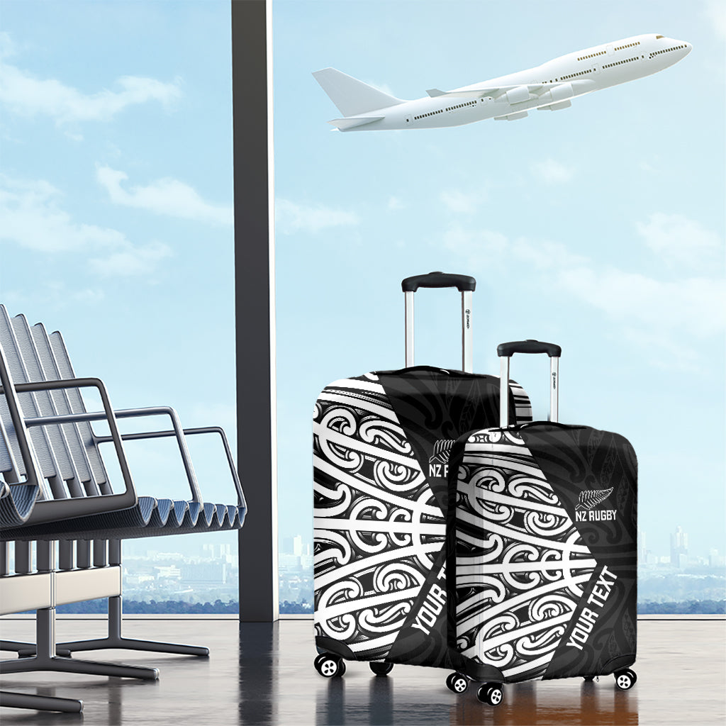 New Zealand Silver Fern Rugby Custom Luggage Cover Maori Koru Go Black Fern LT14