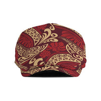 Luxury Red Monstera Jeff Hat Polynesian Tribal Pattern - Polynesian Pride
