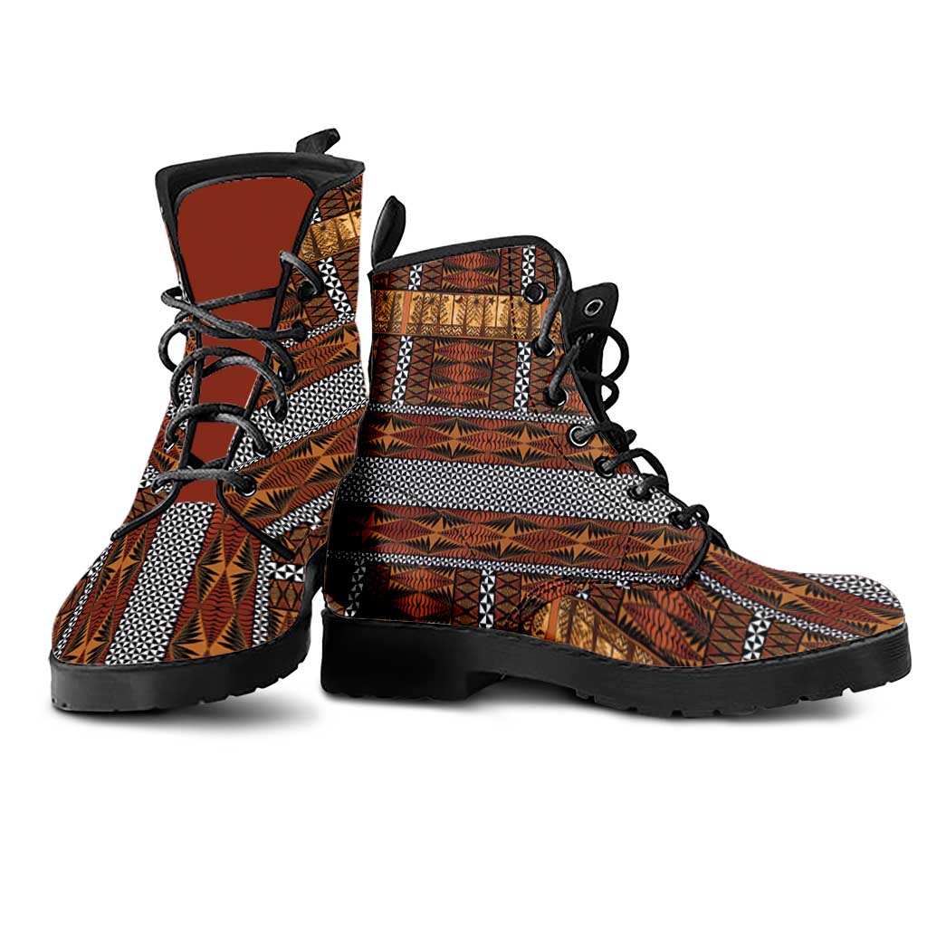 Malo e Lelei Tonga Leather Boots Tongan Ngatu Tapa Cloth - Polynesian Pride