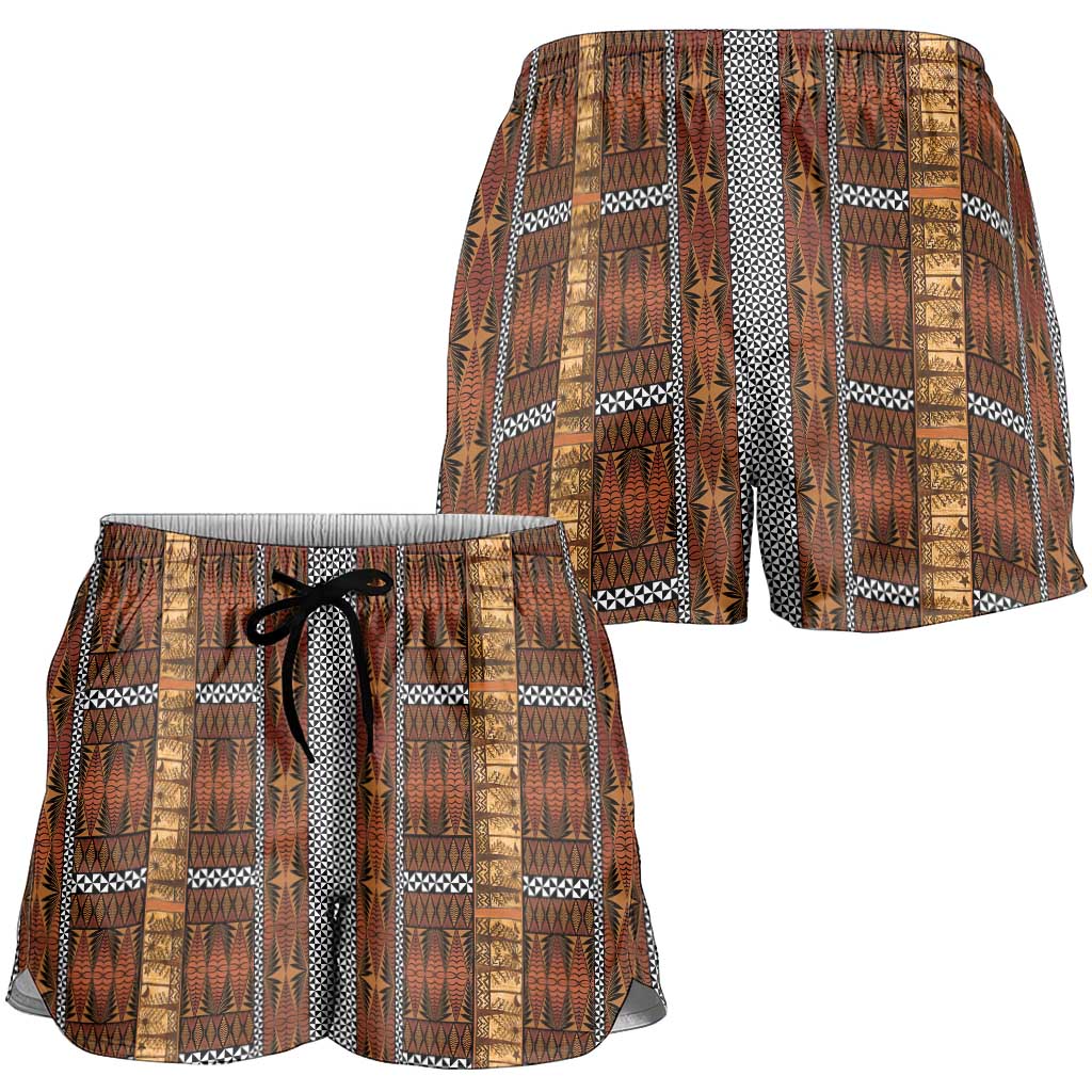 Malo e Lelei Tonga Shorts for Women Tongan Ngatu Tapa Cloth LT14 - Polynesian Pride