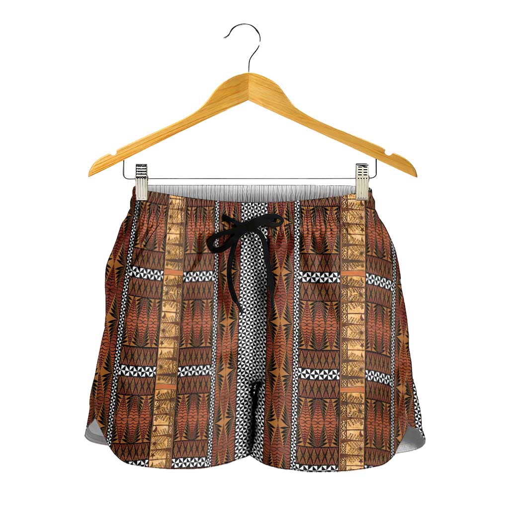 Malo e Lelei Tonga Shorts for Women Tongan Ngatu Tapa Cloth LT14 - Polynesian Pride