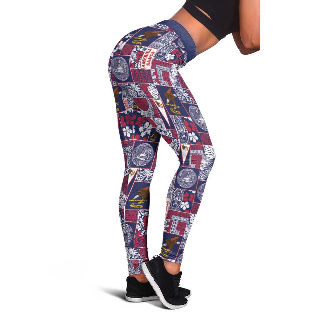 Manuia le Kerisimasi American Samoa Leggings Pacific Patchwork Xmas Vibes - Polynesian Pride