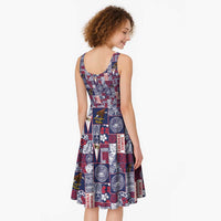 Manuia le Kerisimasi American Samoa Midi Dress Pacific Patchwork Xmas Vibes - Polynesian Pride