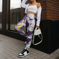 Maori Manta Ray Plumeria Deep Purple Jogger Pants - Polynesian Pride