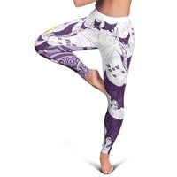 Maori Manta Ray Plumeria Deep Purple Leggings - Polynesian Pride