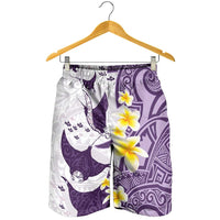 Maori Manta Ray Plumeria Deep Purple Shorts for Men - Polynesian Pride