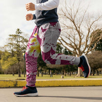 Maori Manta Ray Plumeria Royal Pink Jogger Pants - Polynesian Pride