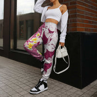 Maori Manta Ray Plumeria Royal Pink Jogger Pants - Polynesian Pride