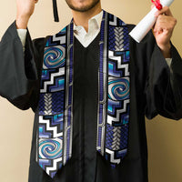 Maori Matariki Graduation Stole Blue Galaxy Aesthetic Koru Art LT01 - Polynesian Pride