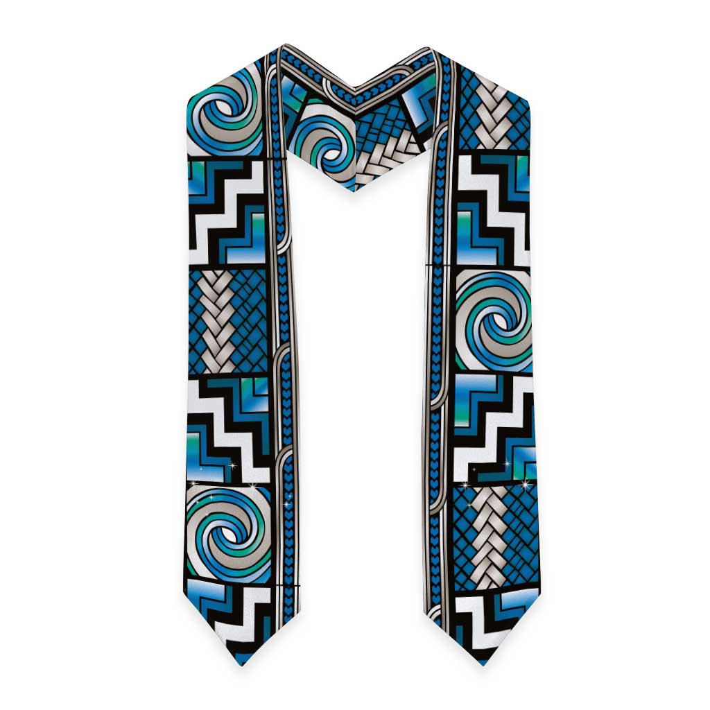 Maori Matariki Graduation Stole Green Galaxy Aesthetic Koru Art LT01 - Polynesian Pride